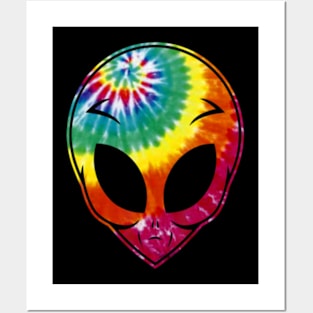 Alien Head Tie Dye For Space Lovers Posters and Art